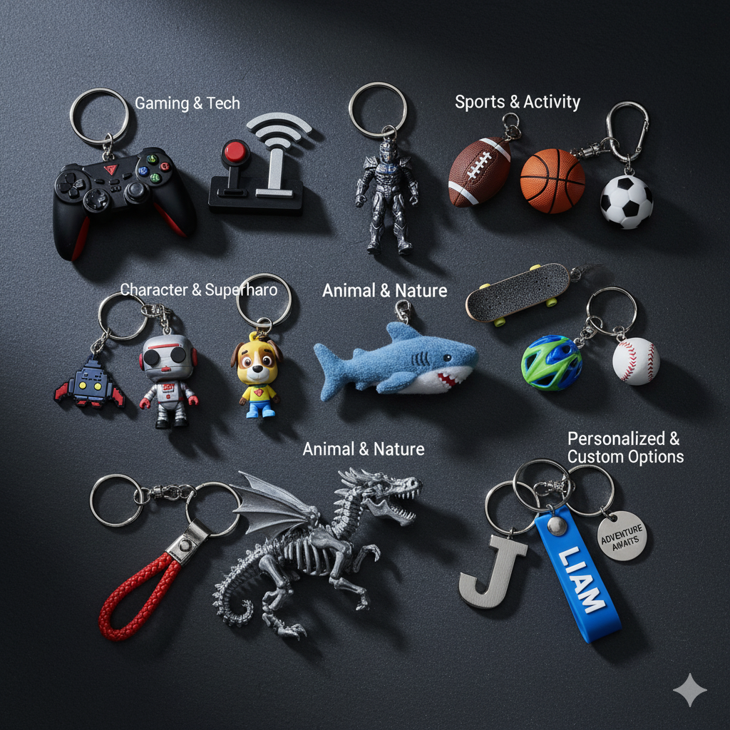 Boys' Keychain Collection - Fun Character & Personalized Keychains