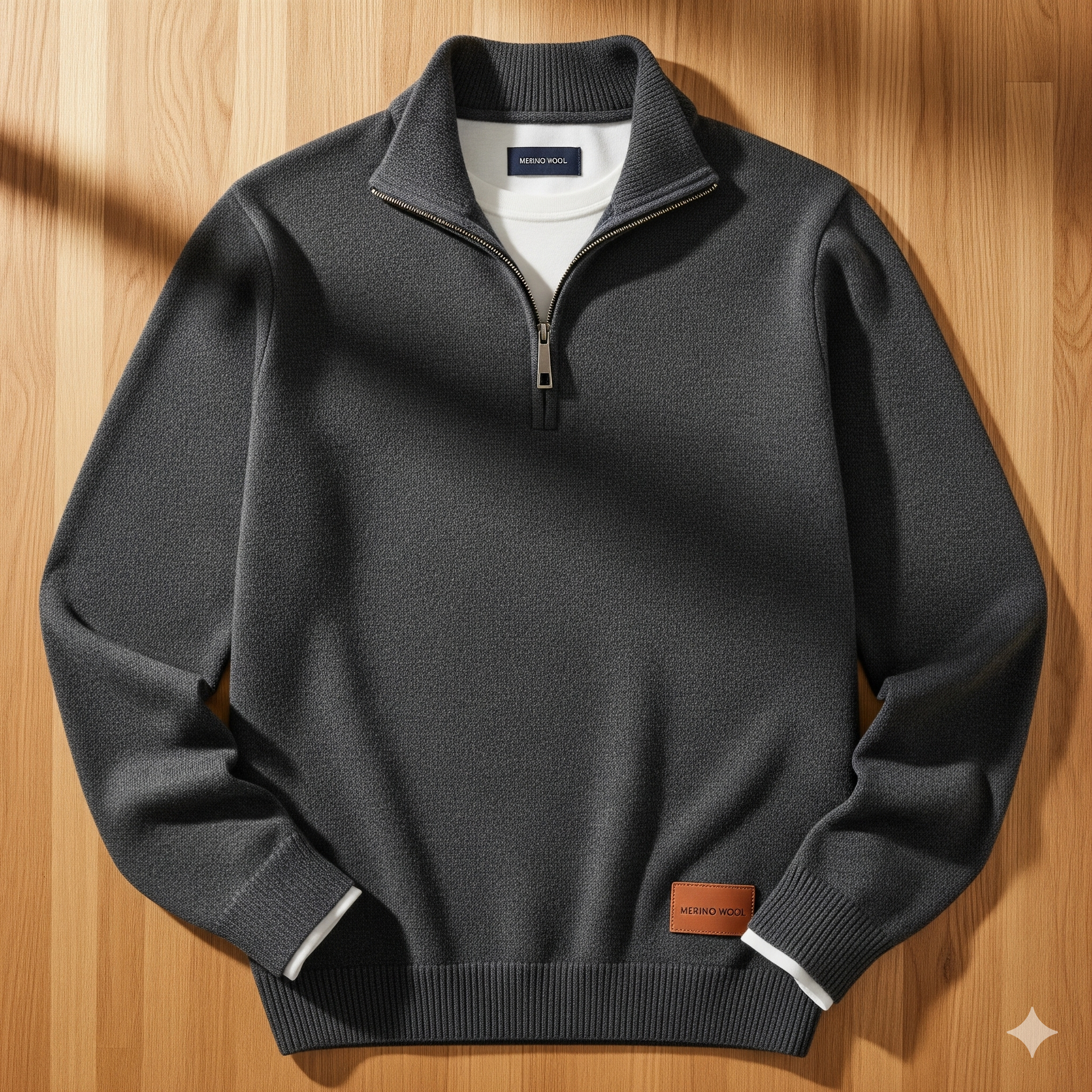 Men's Premium Merino Wool Quarter-Zip Pullover - Business Casual Essential