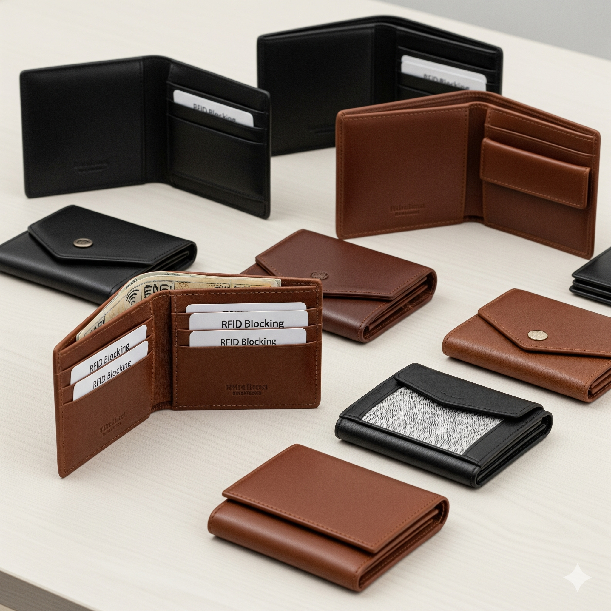 Men's Premium Leather Wallet Collection - RFID Blocking & Multiple Styles
