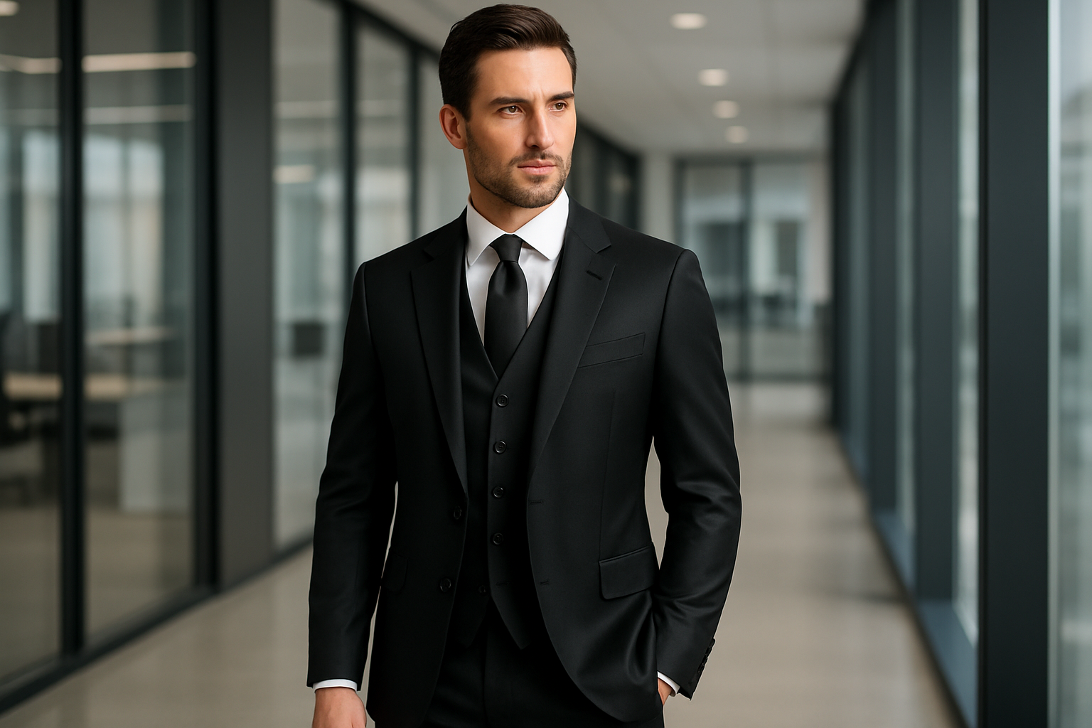 Classic Black Slim Fit - Front View