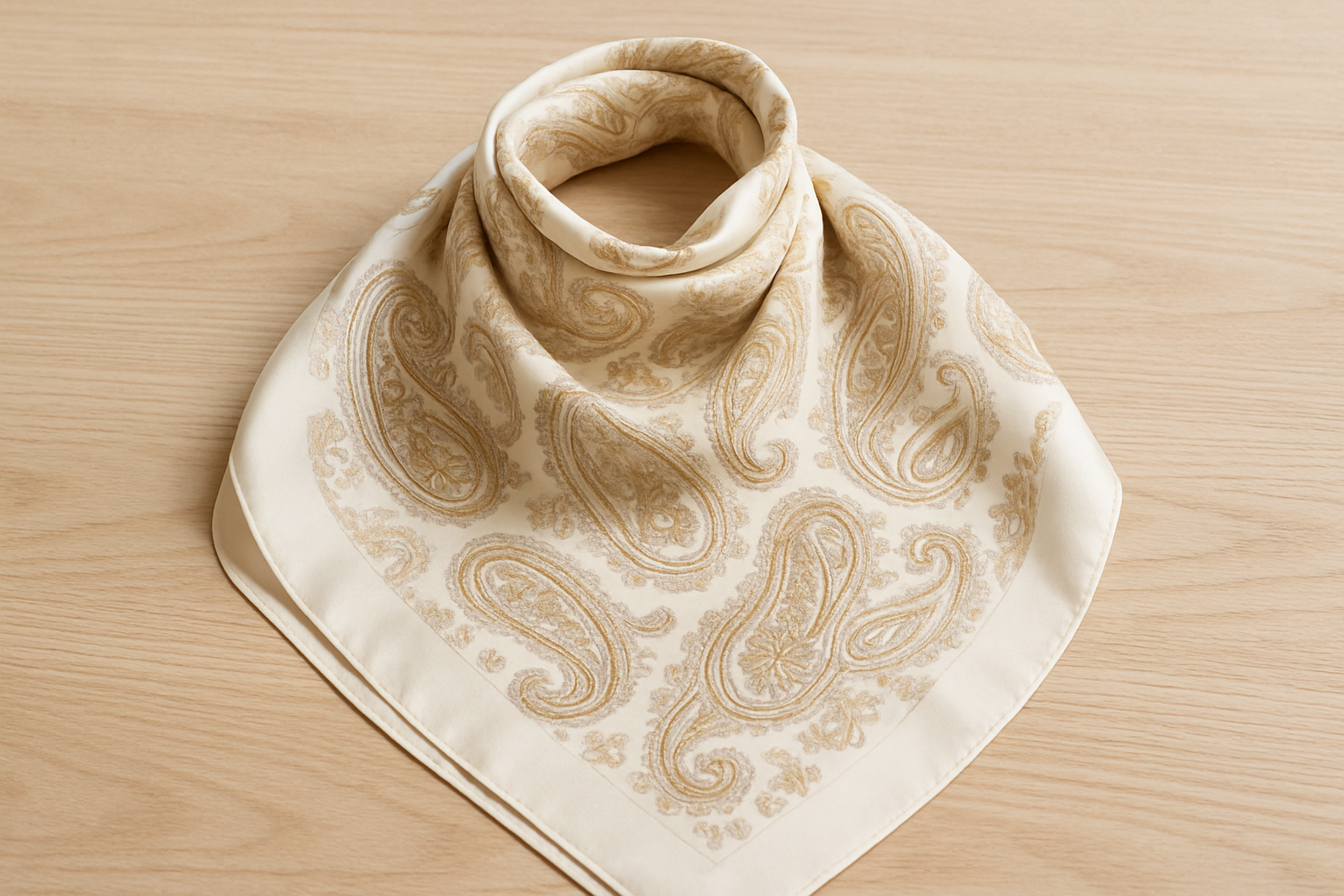 Cream Paisley Medium Scarf