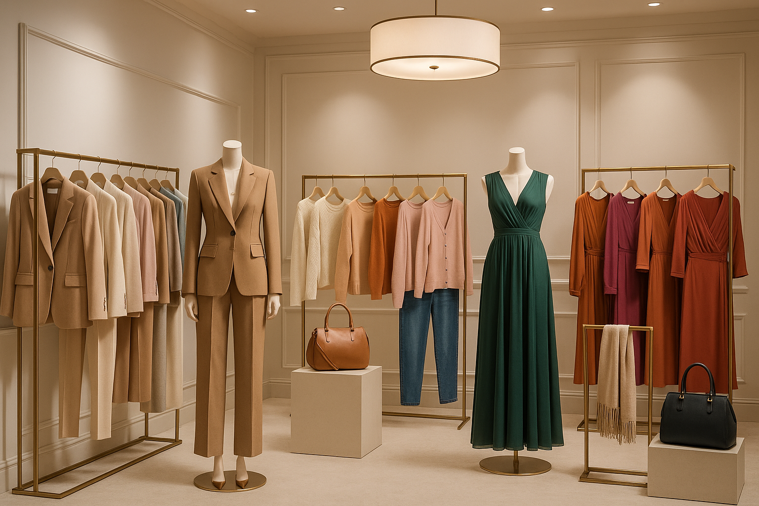 Generate an image with clothing collections for women