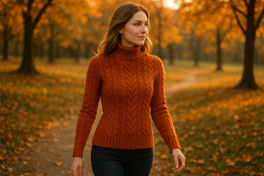 Women's Rust Orange Sweater - Autumn Outdoor
