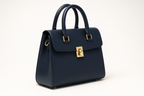 Deep Navy Blue Compact Professional - Premium Leather Handbag