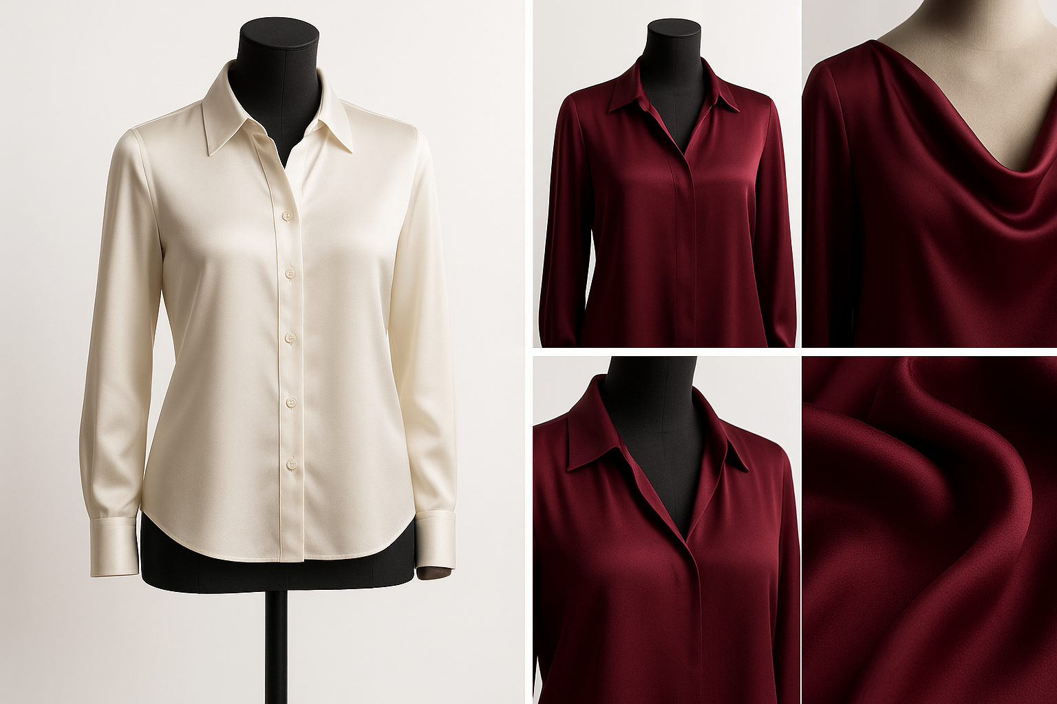 Women's Premium Silk Blouses - Product Photography