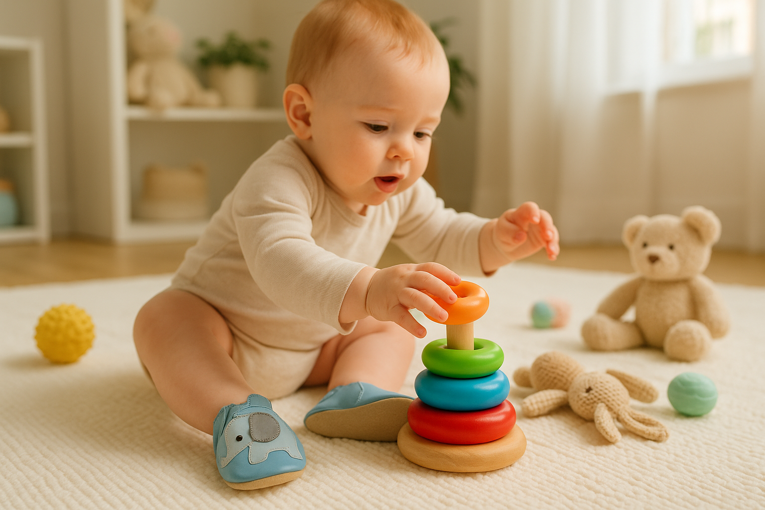 Baby Wearing Soft Sole Shoes - Developmental Play Photography