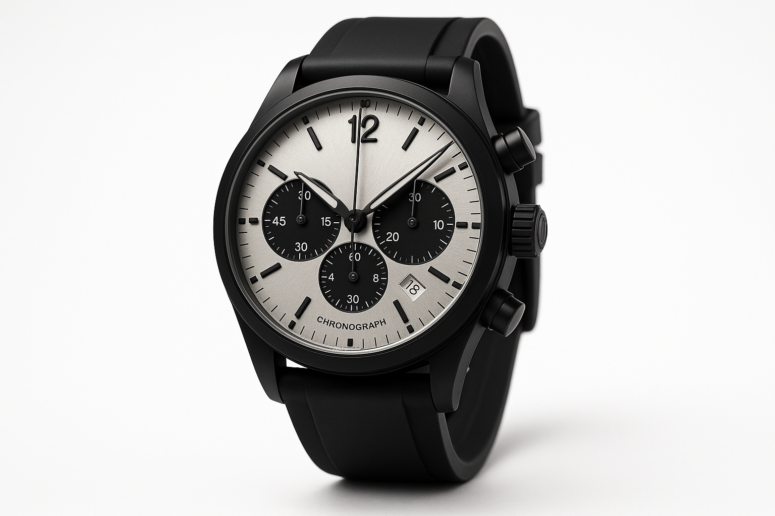 Black PVD Silver Dial Rubber Strap - €1,349