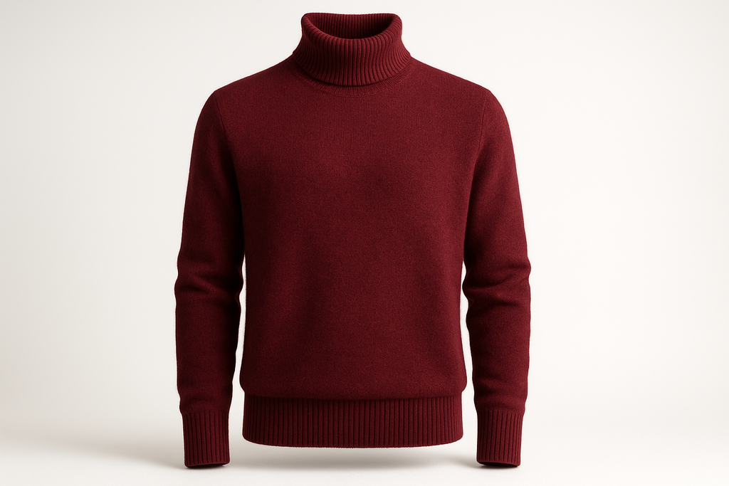 Burgundy Turtleneck Cashmere Sweater - Product Display