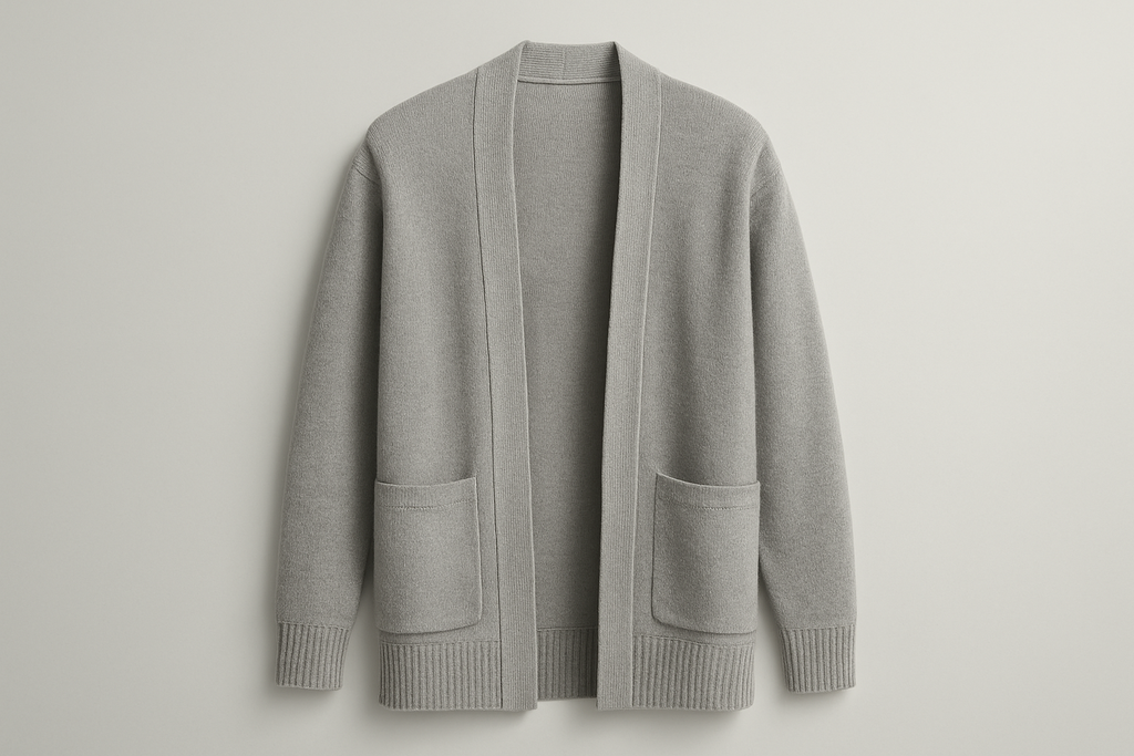 All-Gender Versatile Cardigan - Soft Gray Front View