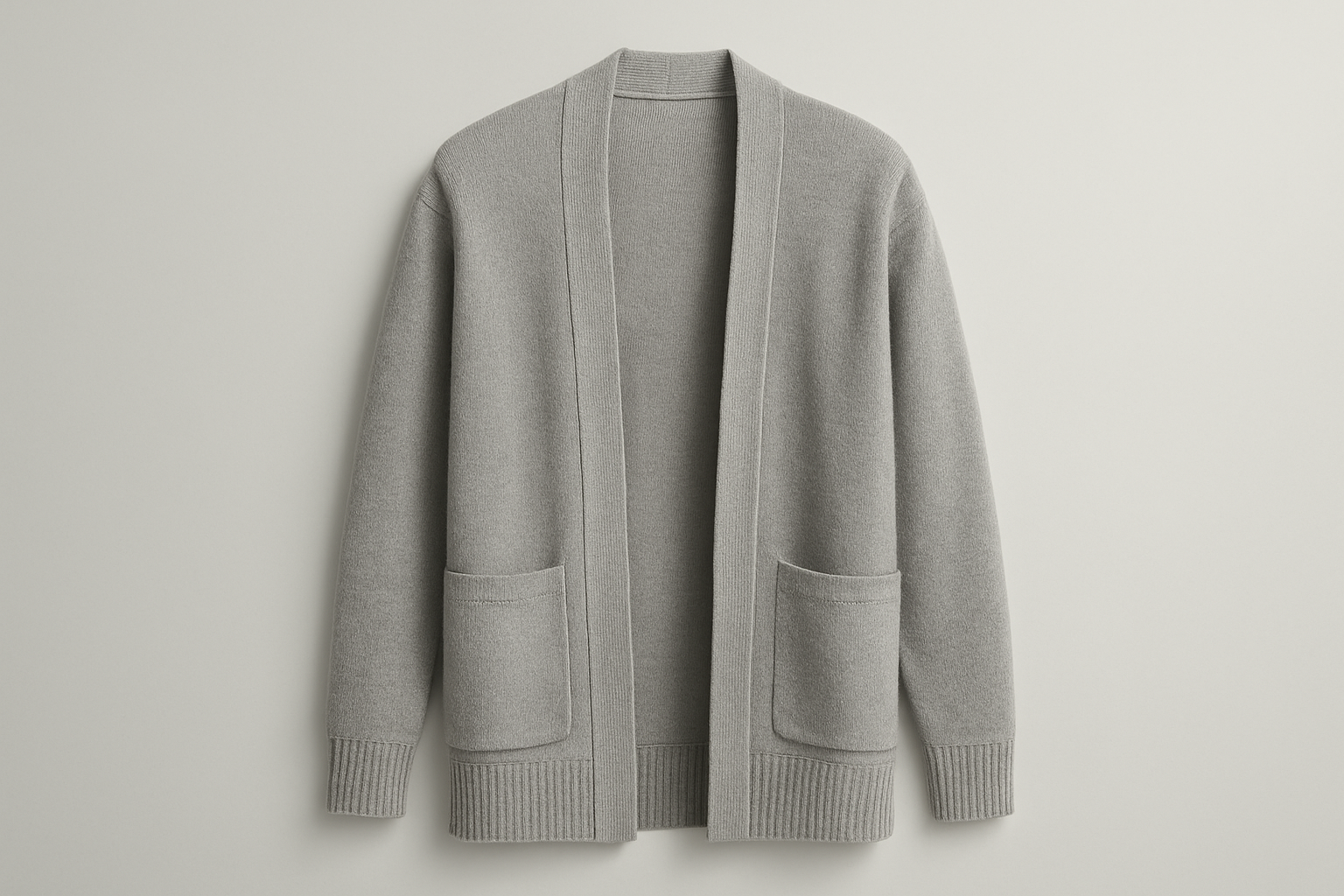 All-Gender Versatile Cardigan - Soft Gray Front View