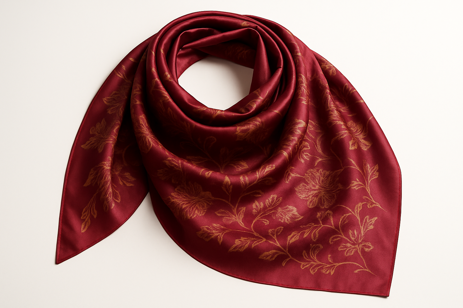 Burgundy Red Silk Scarf - Large Size