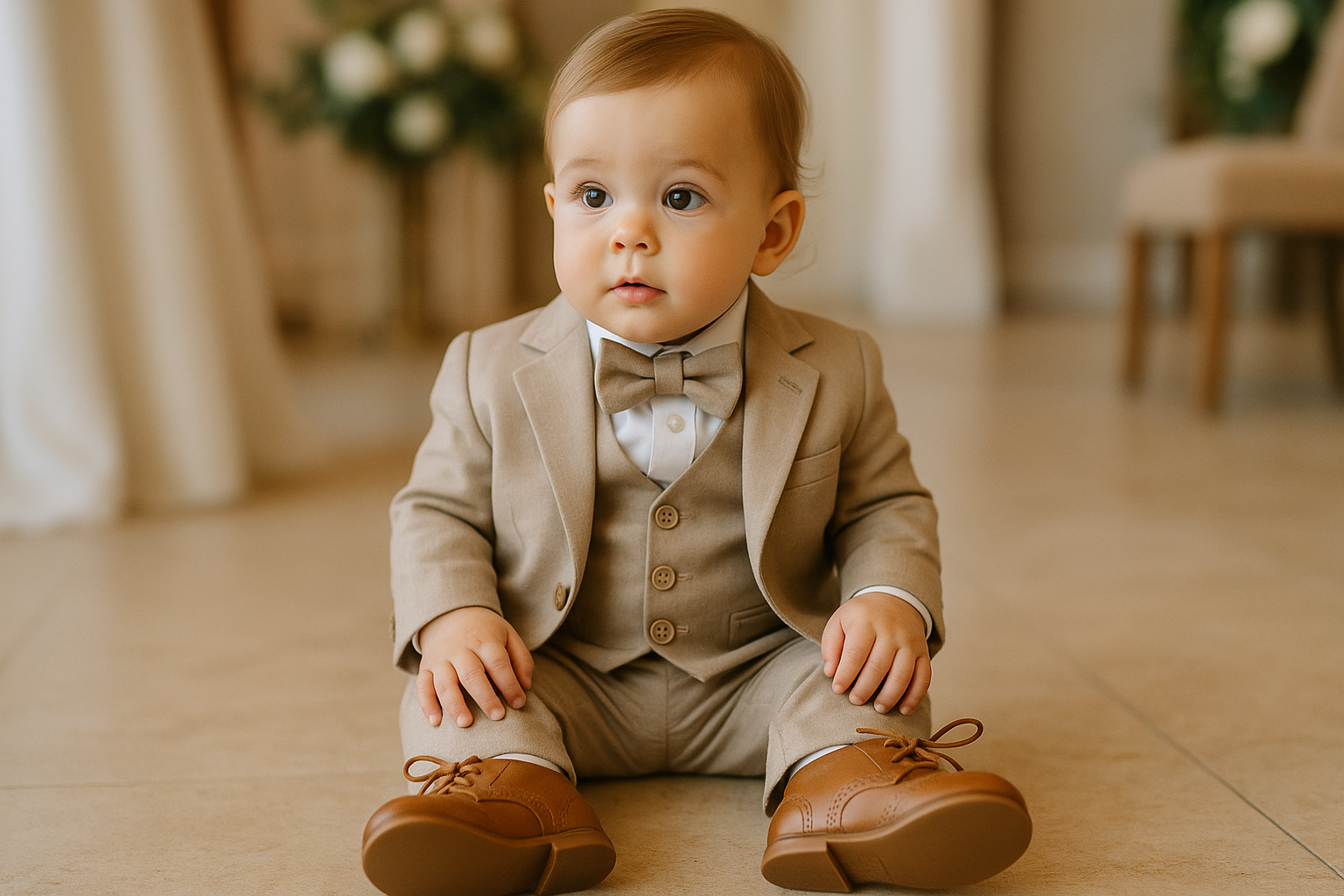 Baby in Formal Attire with Dress Shoes