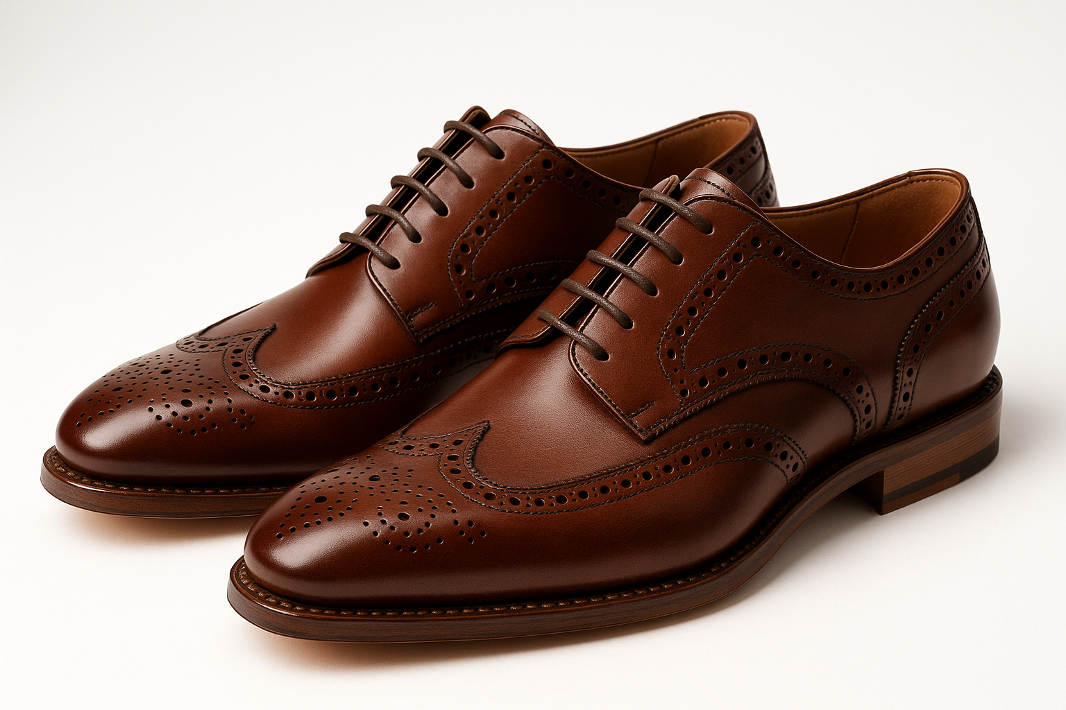 Derby Wingtip Brown Leather - Traditional Brogue Detailing