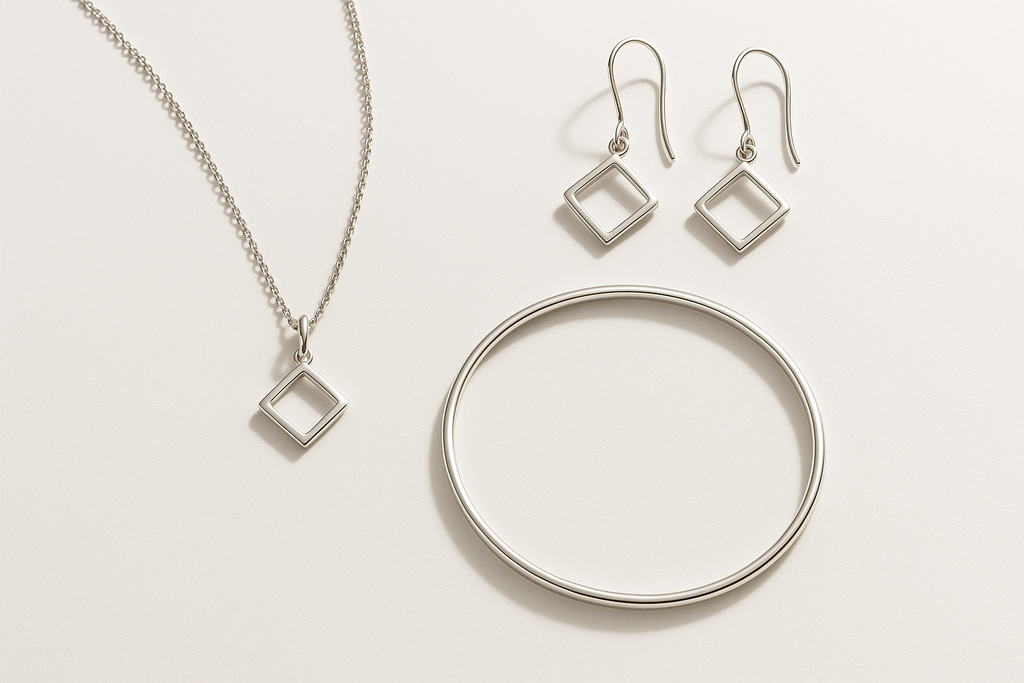 Women's Professional Silver Jewelry Set - Modern Collection