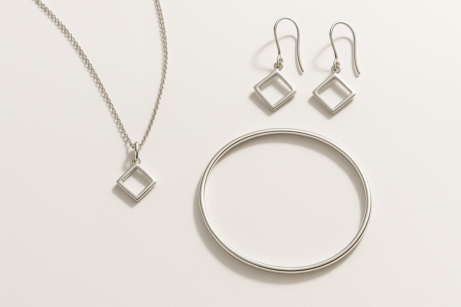 Women's Professional Silver Jewelry Set - Modern Collection