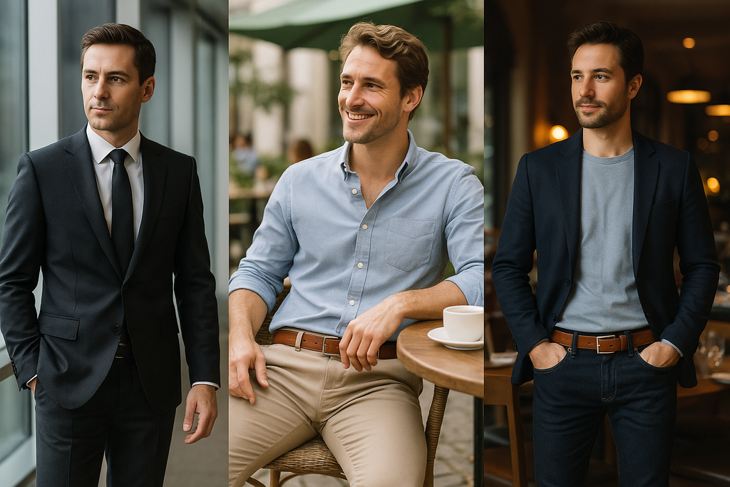 Men's Premium Leather Belt Collection - Lifestyle Photography