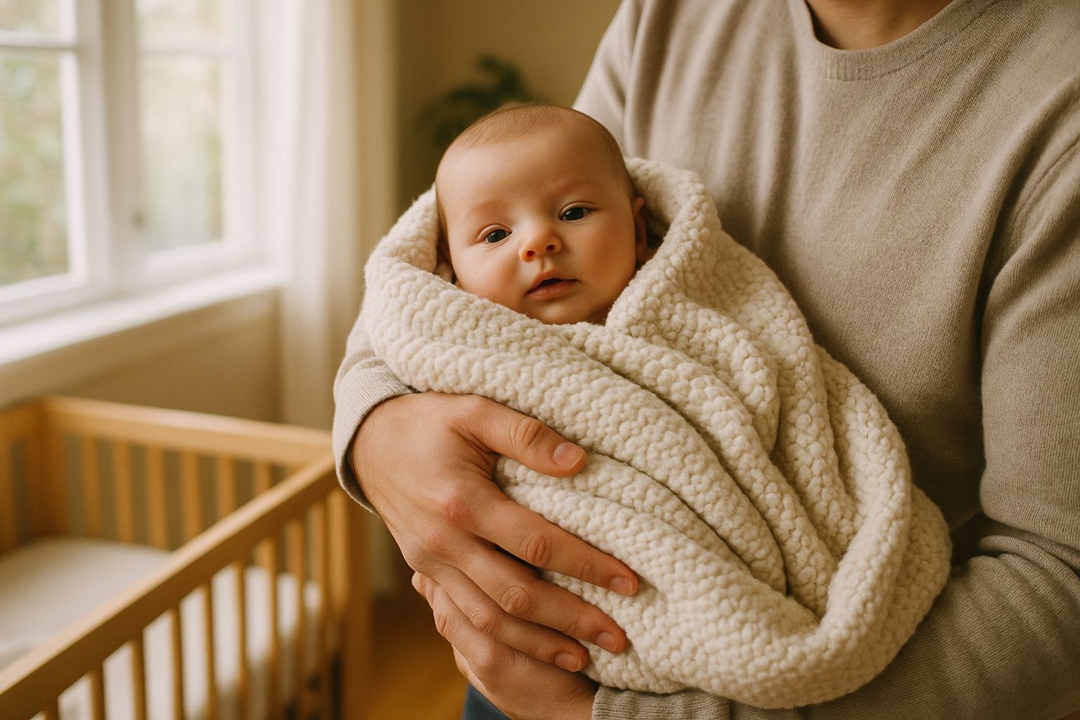 Baby Wrapped in Soft Blanket Lifestyle Photo