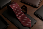 Burgundy Diagonal Stripe Silk Tie - Sophisticated Pattern