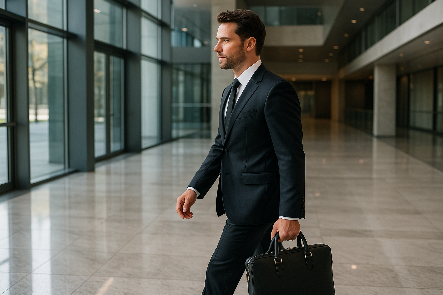 Men's Premium Leather Briefcase - Lifestyle
