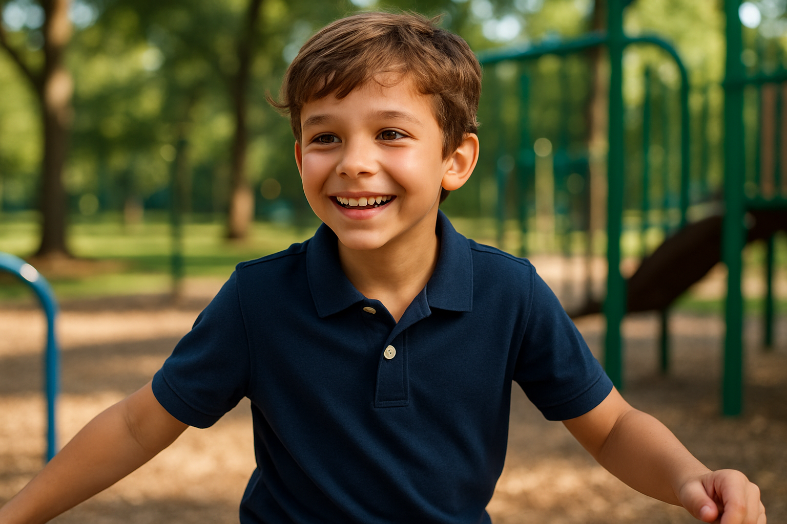 Boy Wearing Navy Polo Shirt Outdoors