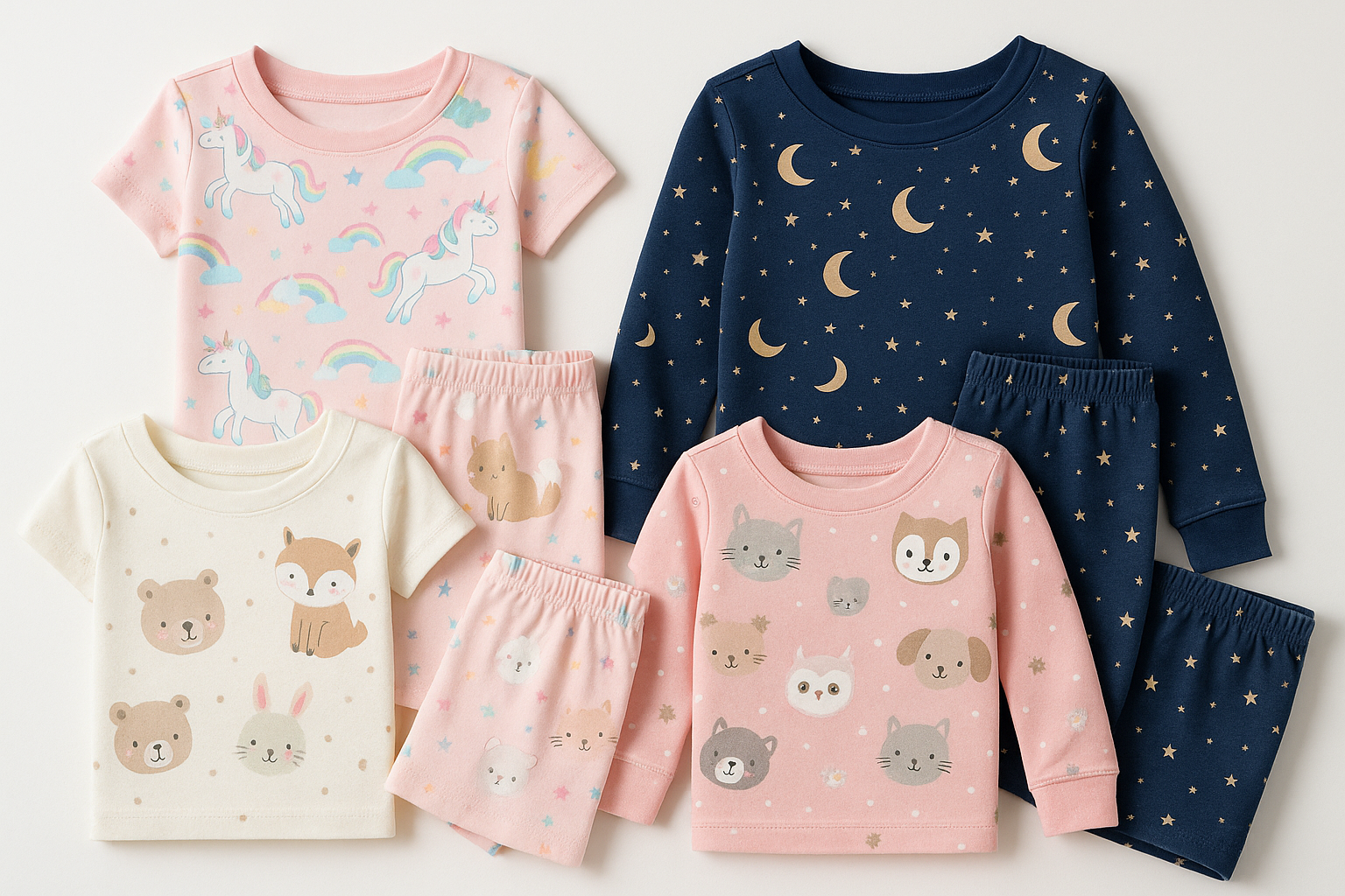 Girls' Cozy Pajama Set Collection - Product Display