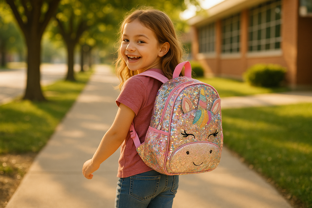 Girl with Unicorn Backpack
