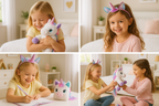 Girls Playing with Magical Unicorn Set