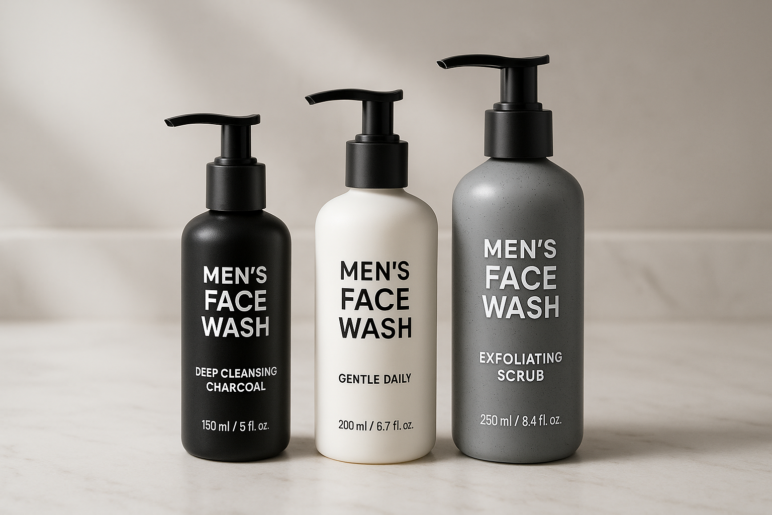 Men's Premium Face Wash Collection - Product Display