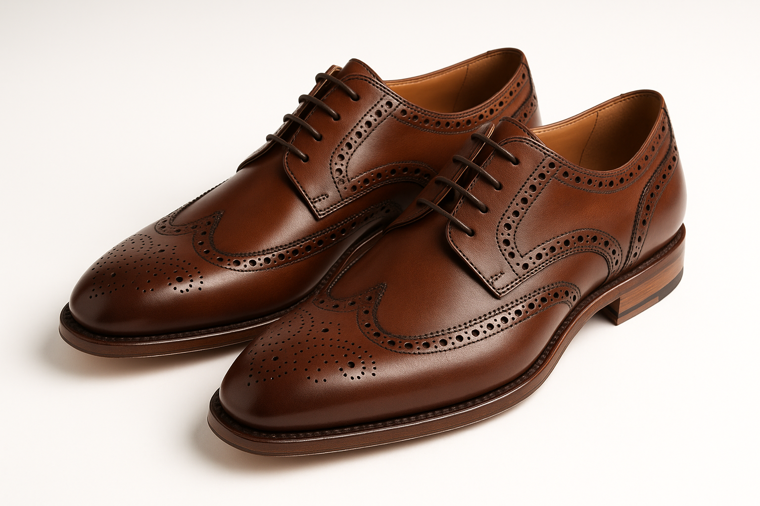 Derby Wingtip Brown Leather - Traditional Brogue Style