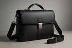 Black Leather Messenger Bag - Professional Design