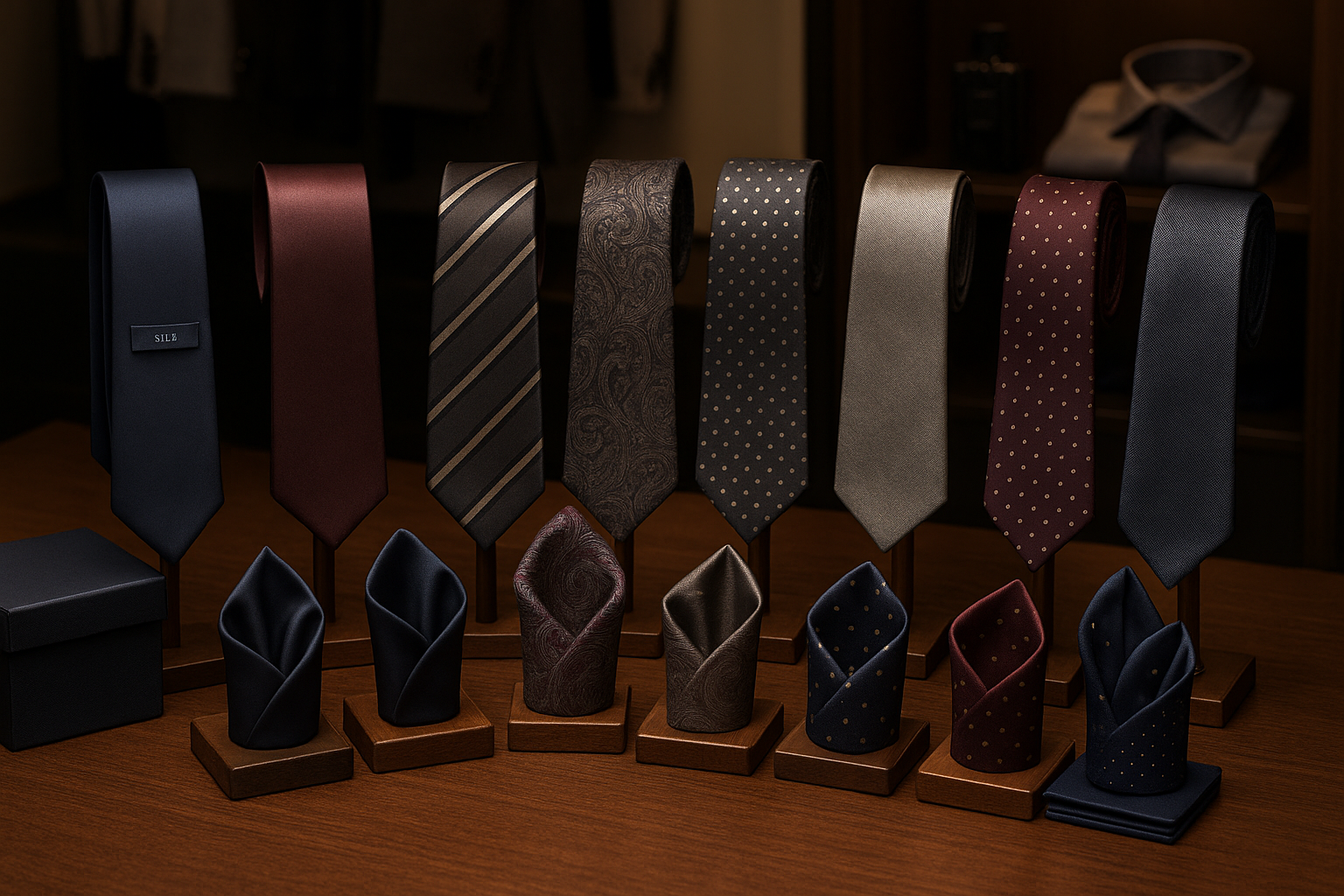 Premium Silk Tie & Pocket Square Collection - Multiple Variants