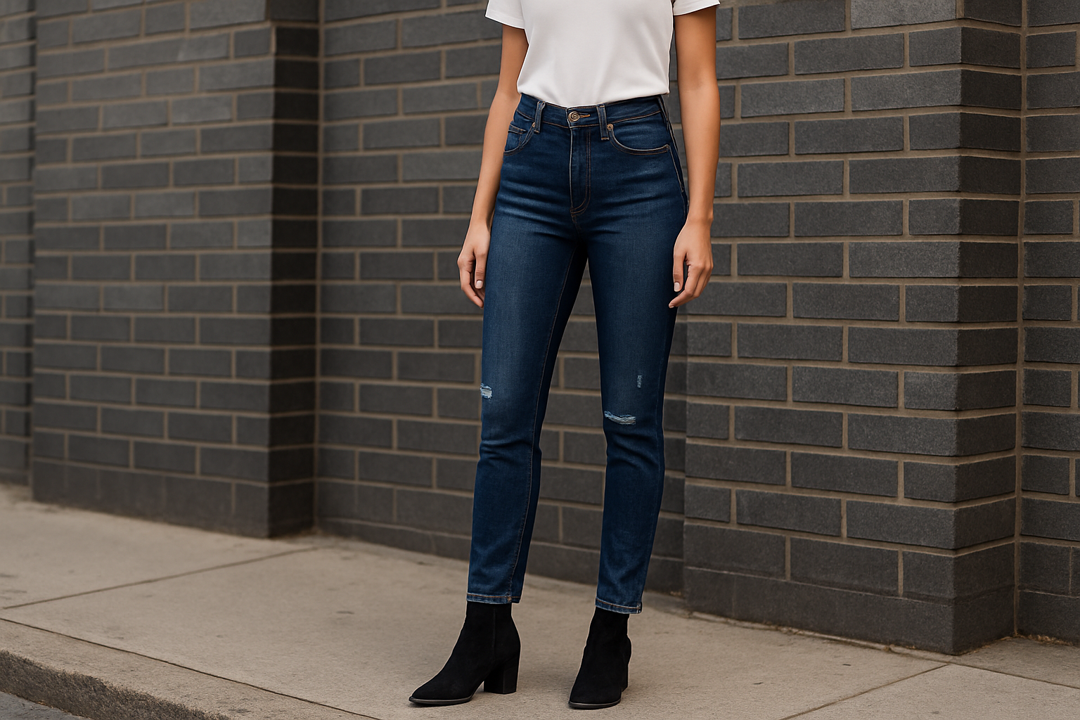 Women's Dark Wash Premium Denim - Urban Style