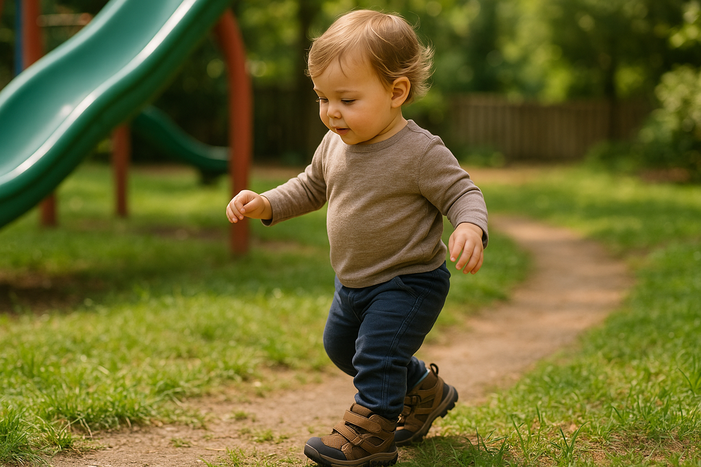 Toddler Exploring Outdoors with Adventure Shoes