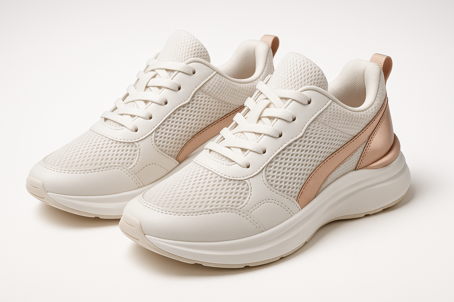 Women's Athletic Sneakers - White Rose Gold