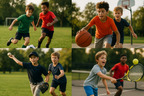 Boys Playing Sports Outdoors - Active Lifestyle