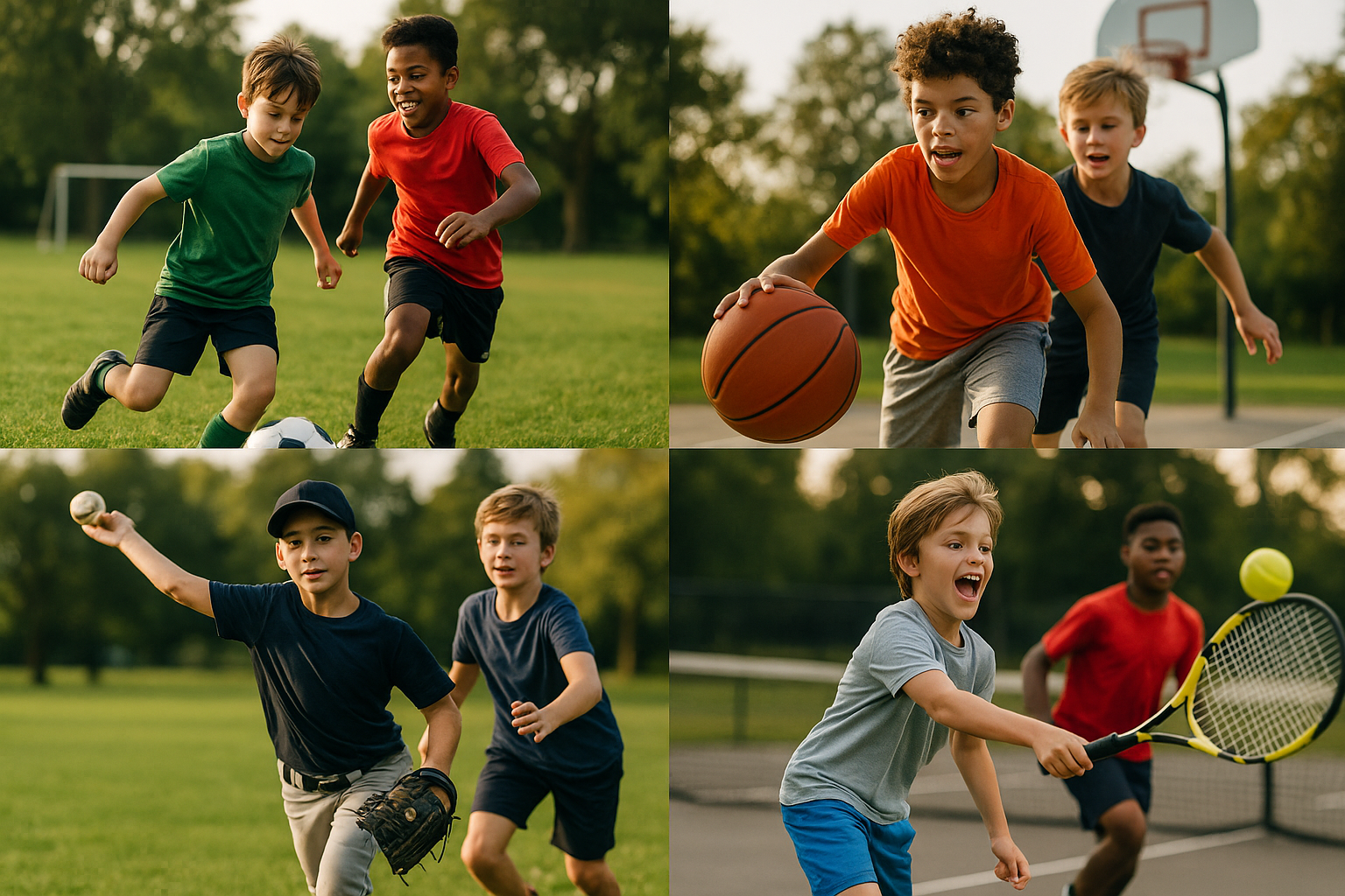 Boys Playing Sports Outdoors - Active Lifestyle