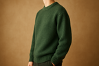 All-Gender Cozy Knit Sweater - Forest Green Side View