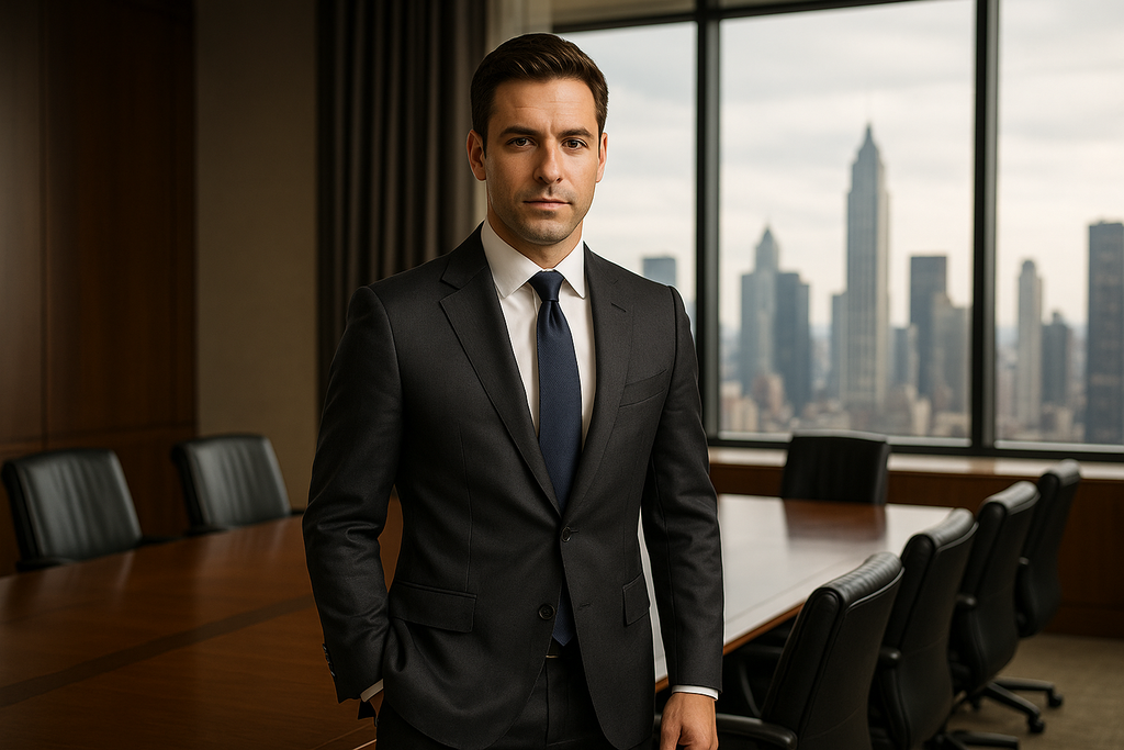 Men's Formal Business Suit - Boardroom Setting