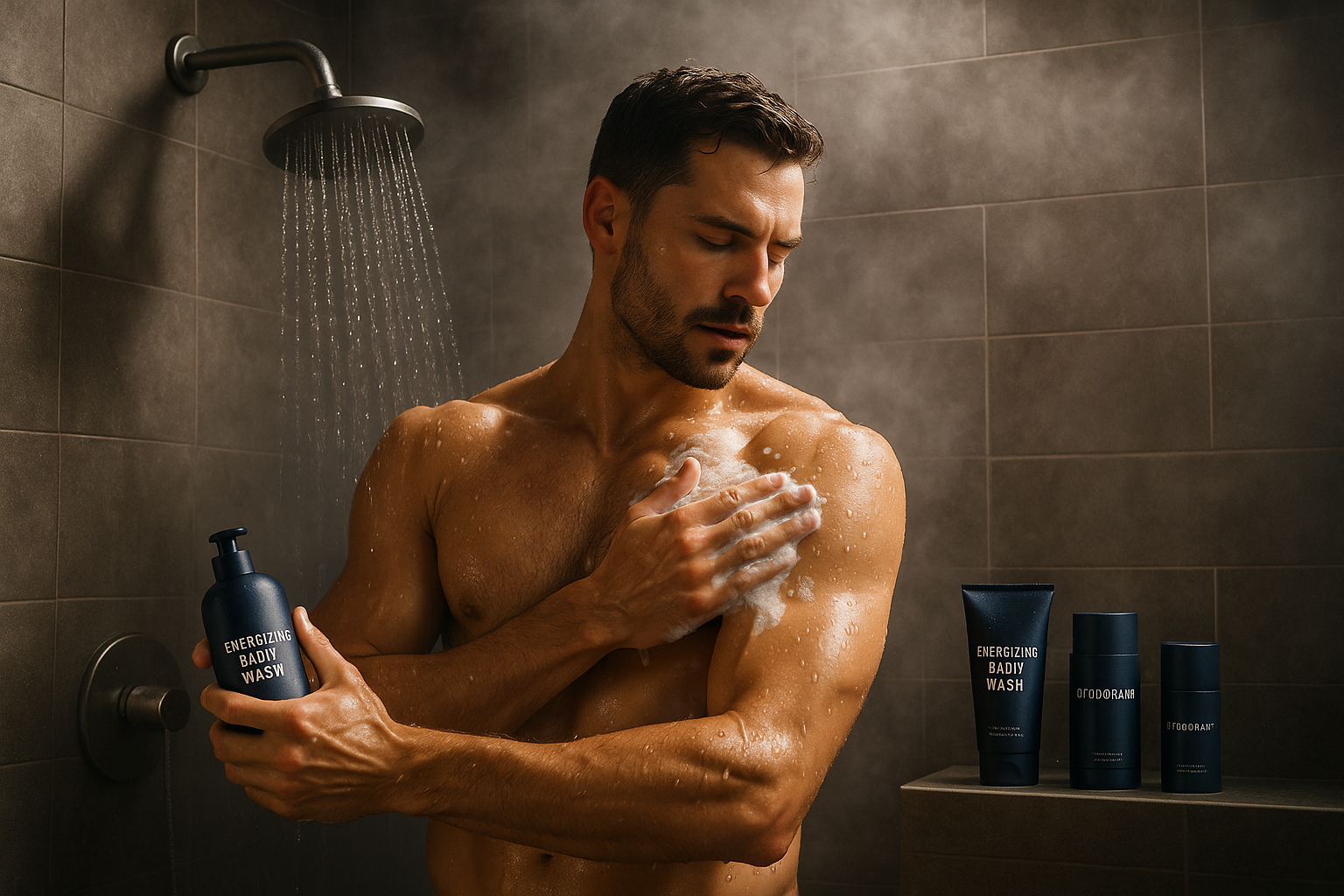 Men's Premium Body Care Essentials Set - Lifestyle Usage