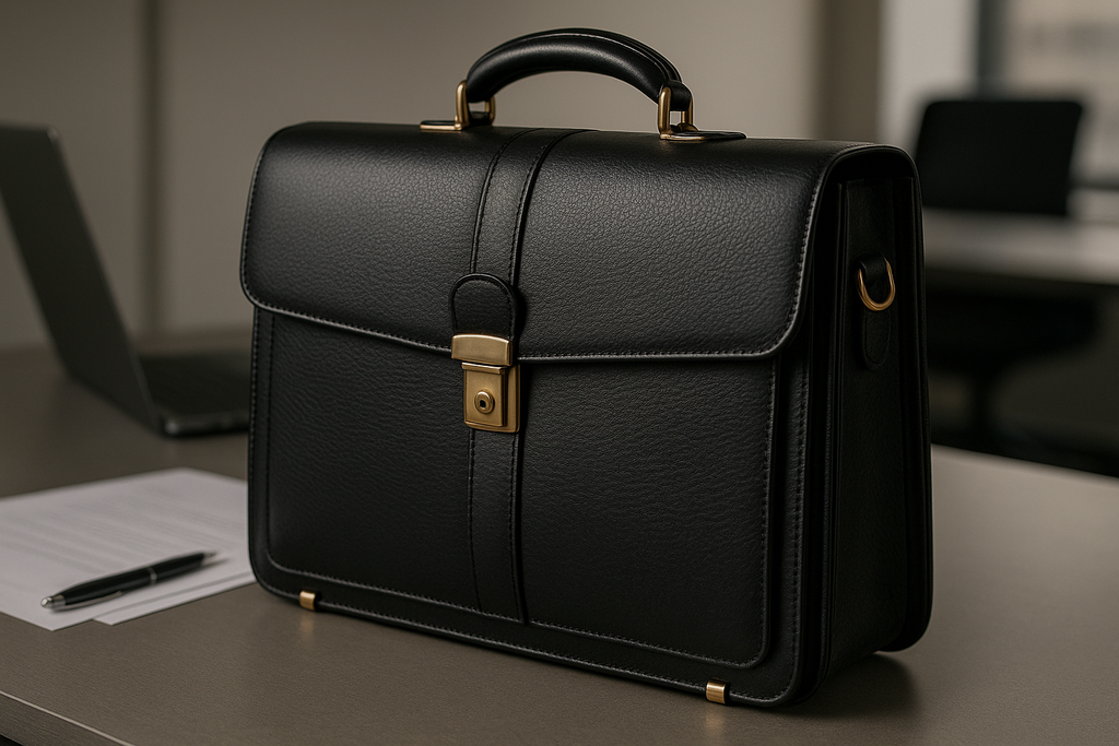 Classic Black Executive Briefcase - Traditional Hard-Sided Design