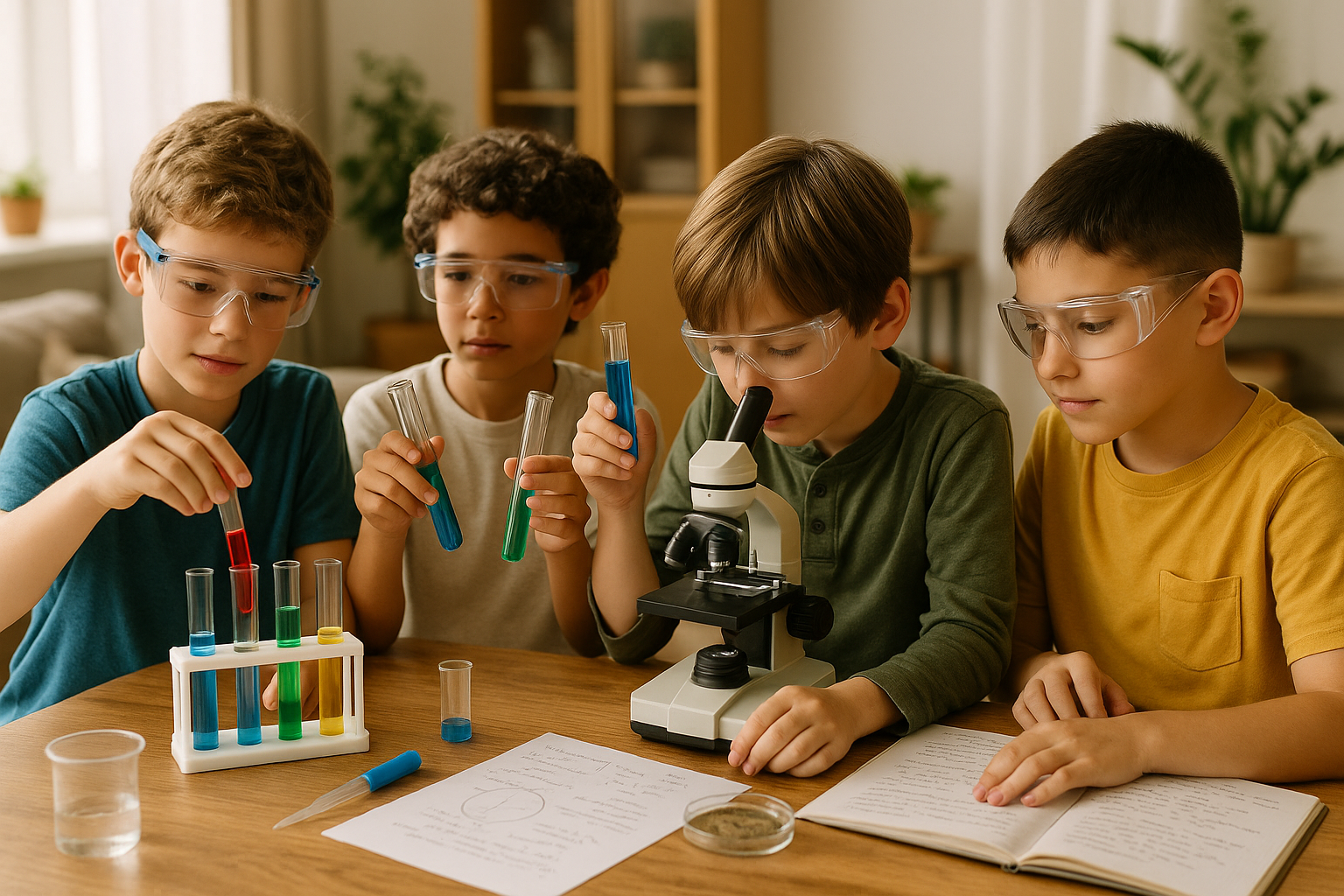 Boys Conducting Science Experiments