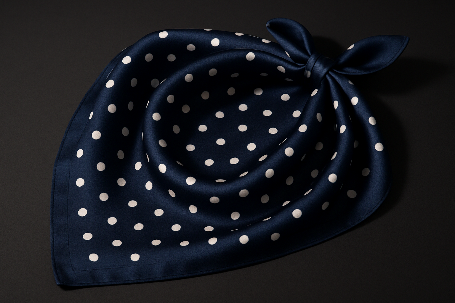 Small Classic Navy Dots Scarf - 70cm x 70cm