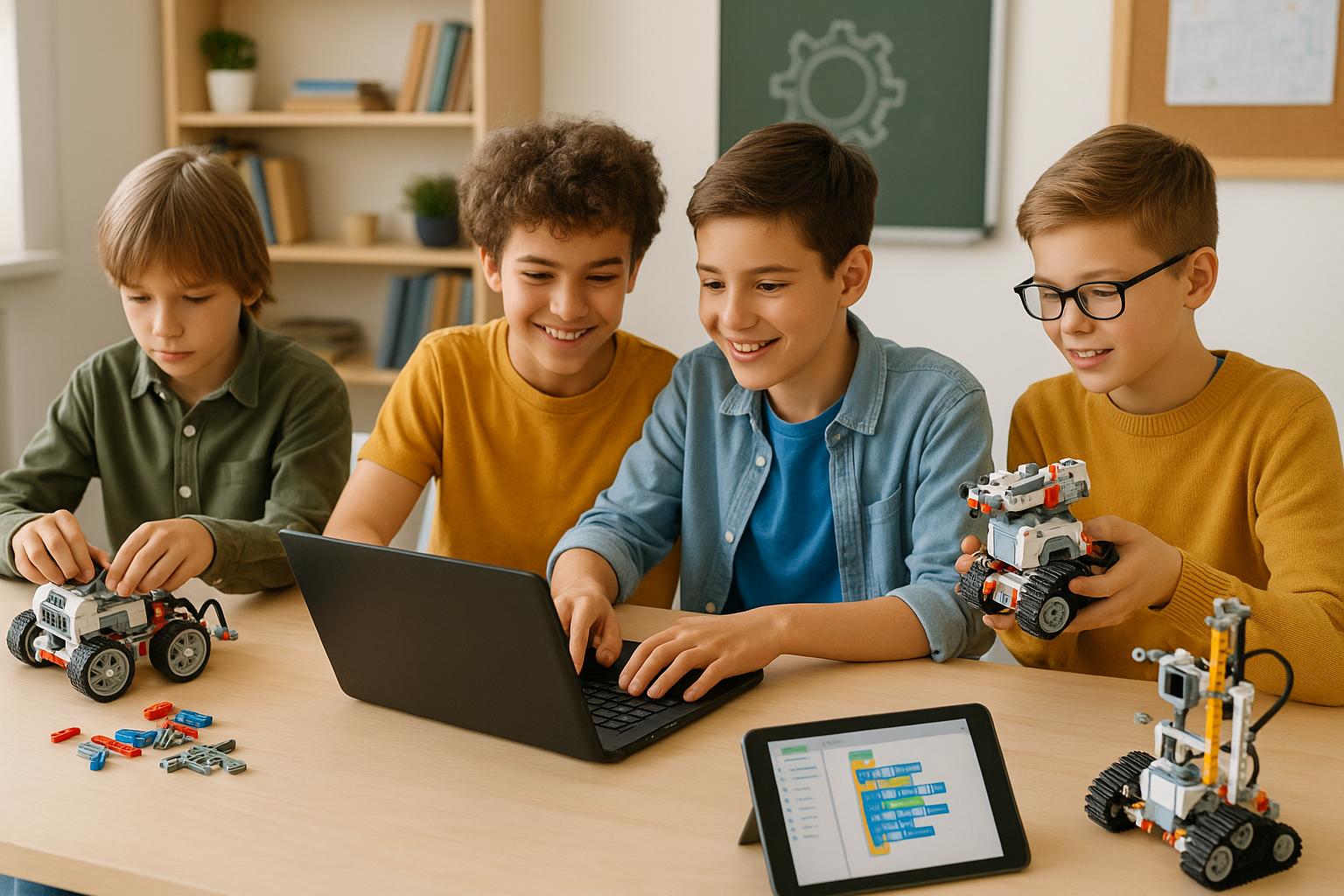 Boys Learning with Robotics Kit - Educational Lifestyle