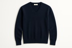 Navy Blue V-Neck Cashmere Sweater - Product Display
