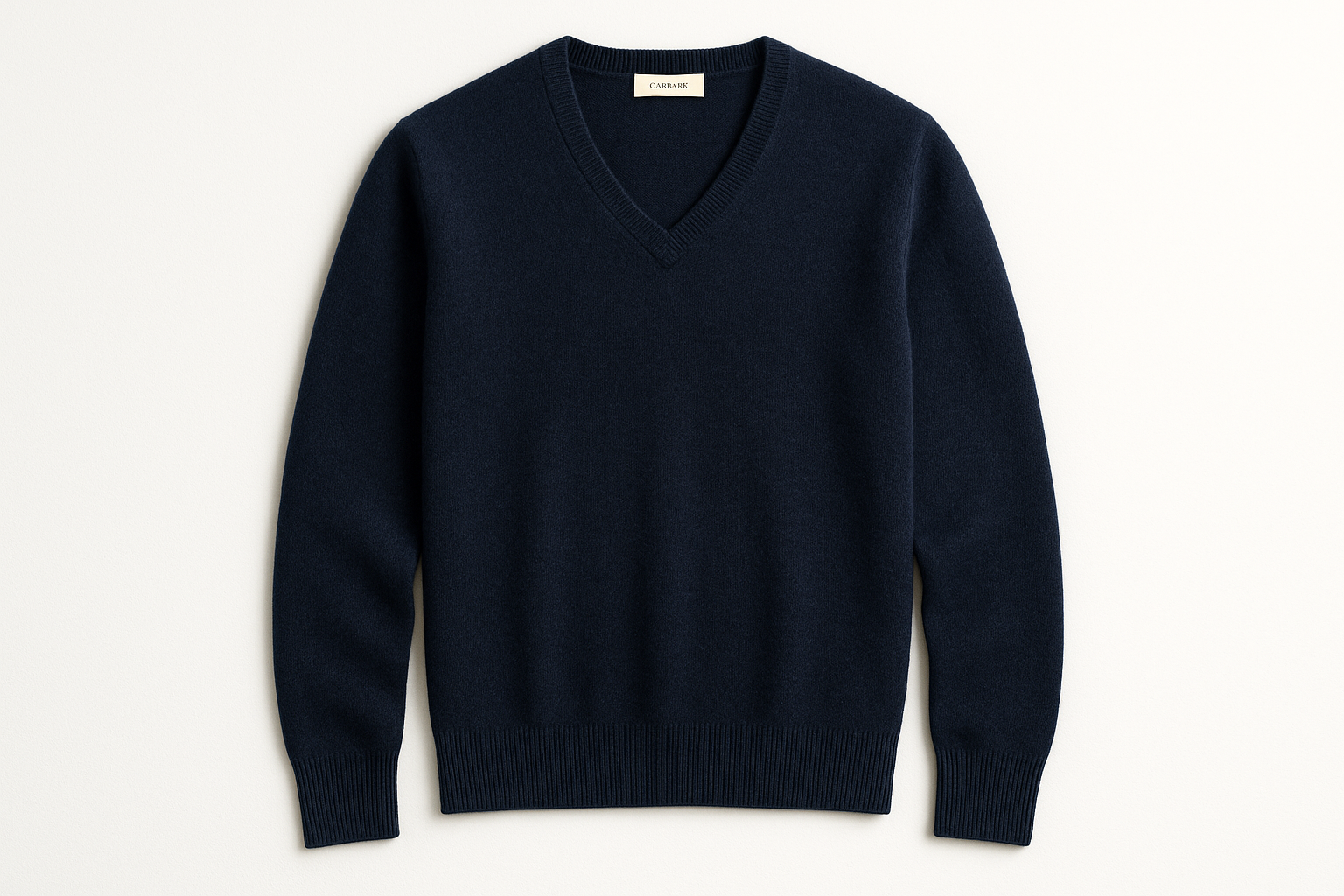 Navy Blue V-Neck Cashmere Sweater - Product Display