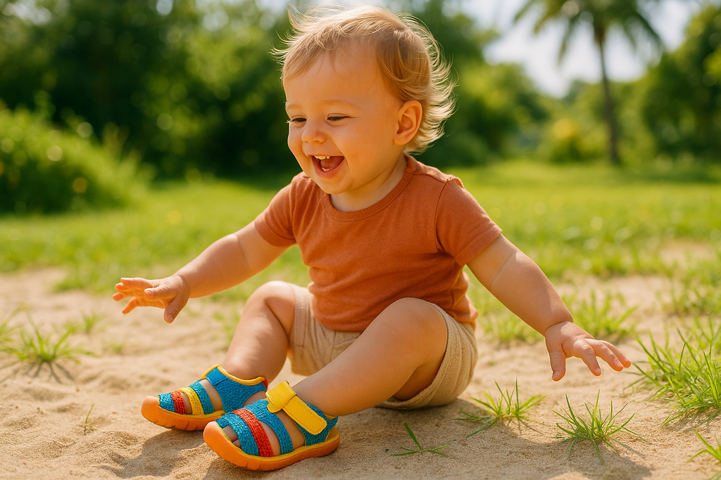 Toddler Enjoying Summer Play with Breathable Sandals