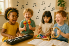 Kids Musical Instruments Learning Set - Children Playing Music