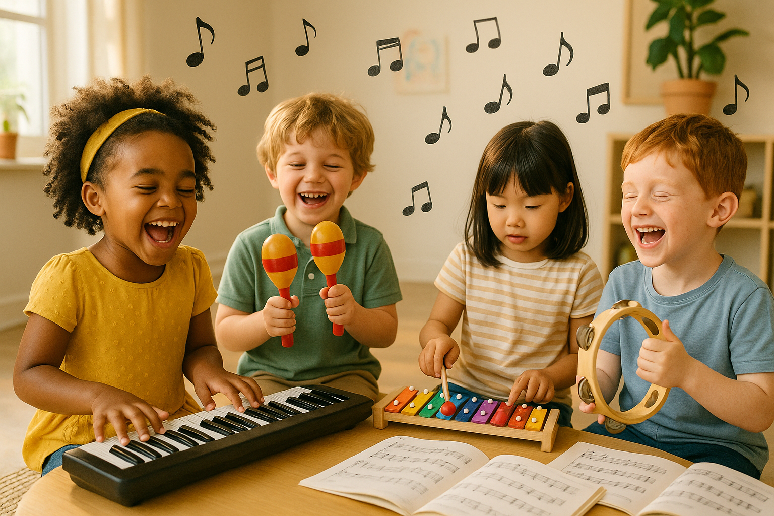 Kids Musical Instruments Learning Set - Children Playing Music