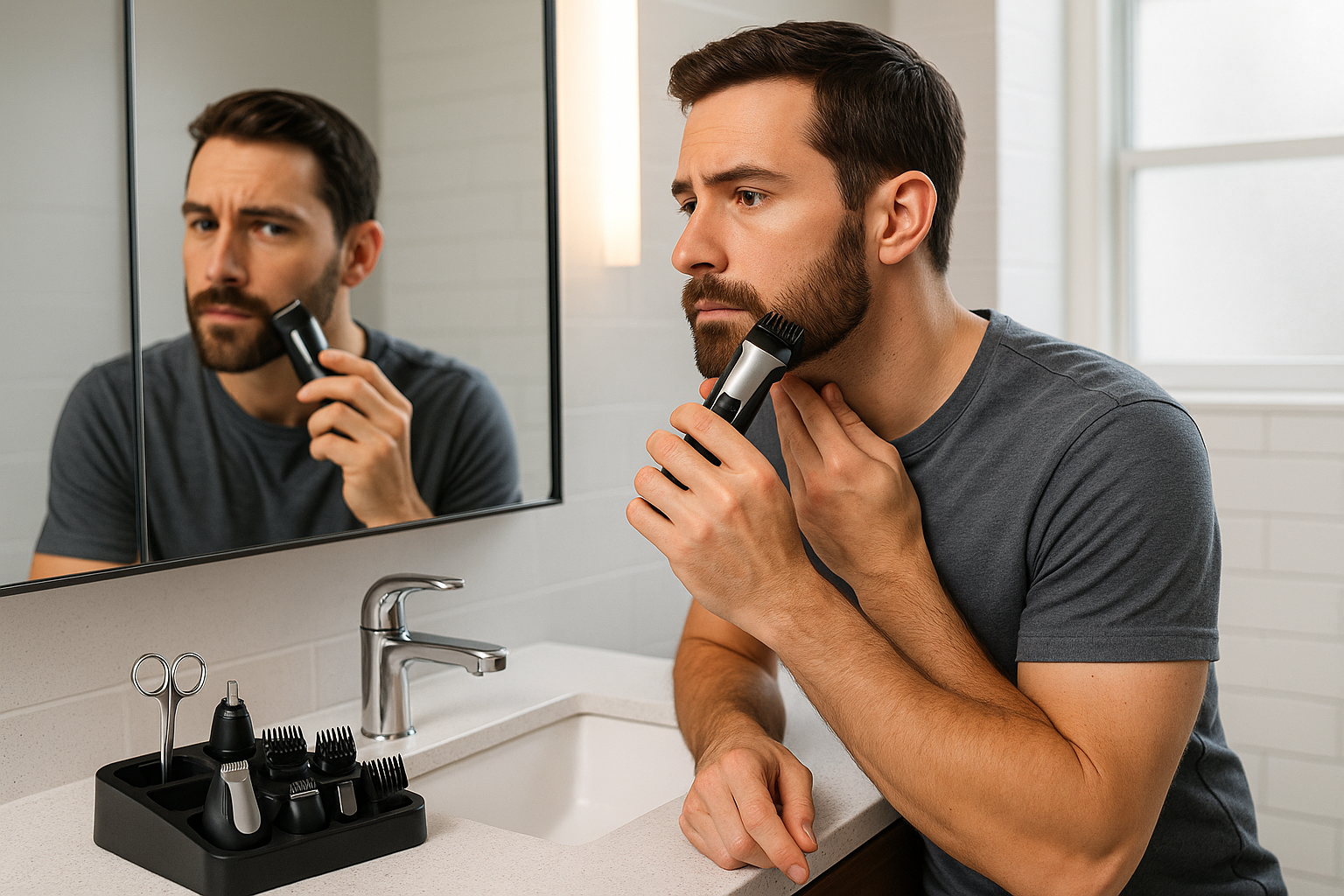 Men's Professional Grooming Tools & Accessories Set - Lifestyle Usage