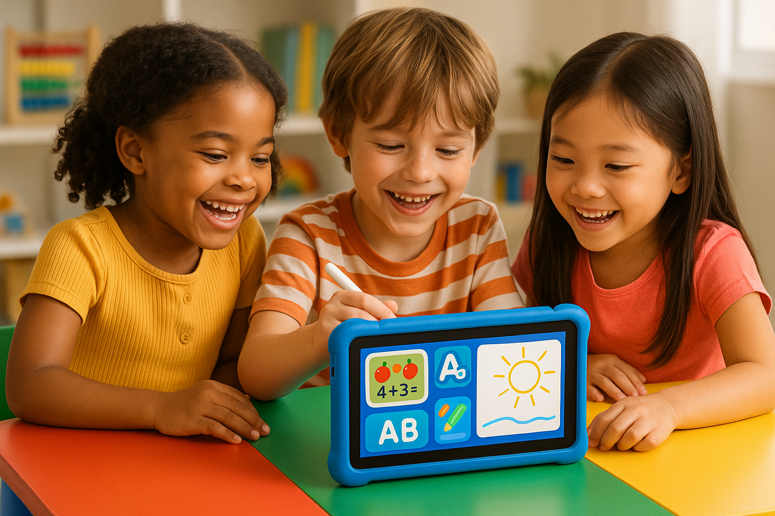 Kids Interactive Learning Tablet - Children Using Device